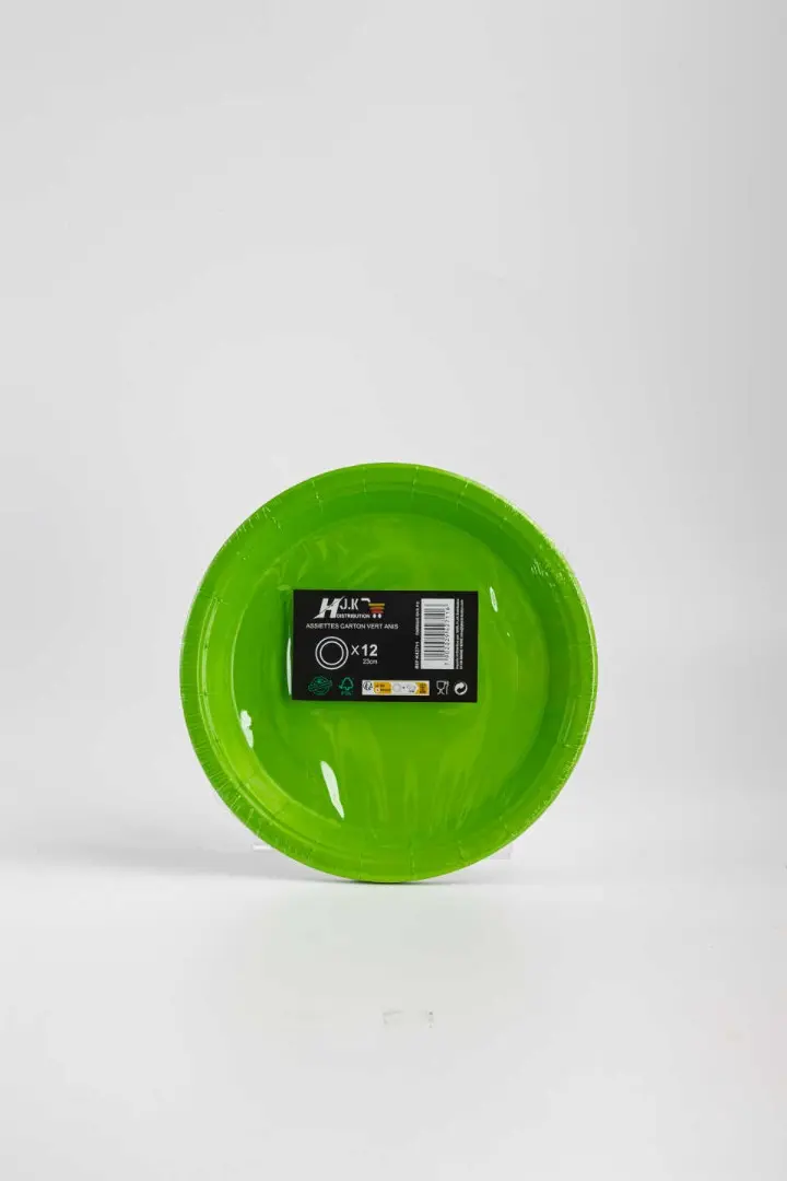 (papier/carton) assiette en carton vert anis x12 -23cm
