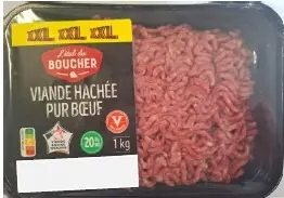 viande de boeuf hachée 20% mg 1kg xxl