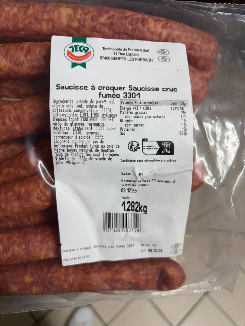 saucisse à croquer ± 1,3 kg