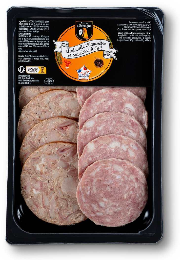 barquette andouille champêtre et saucisson a l’ail