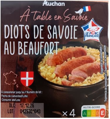 auchan terroir diots de savoie beaufort x4 360g
