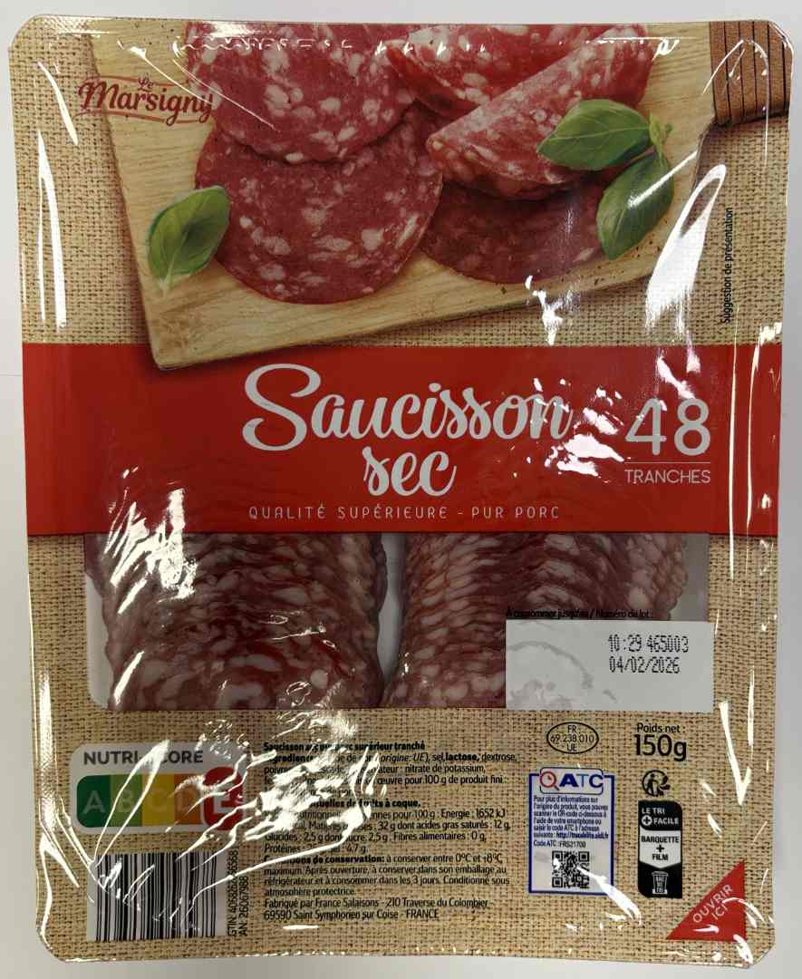 saucisson sec 48 tranches 150g