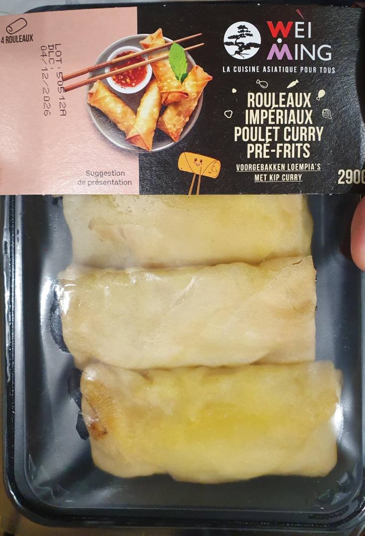 rouleaux imperiaux poulet curry prefrits 290 g