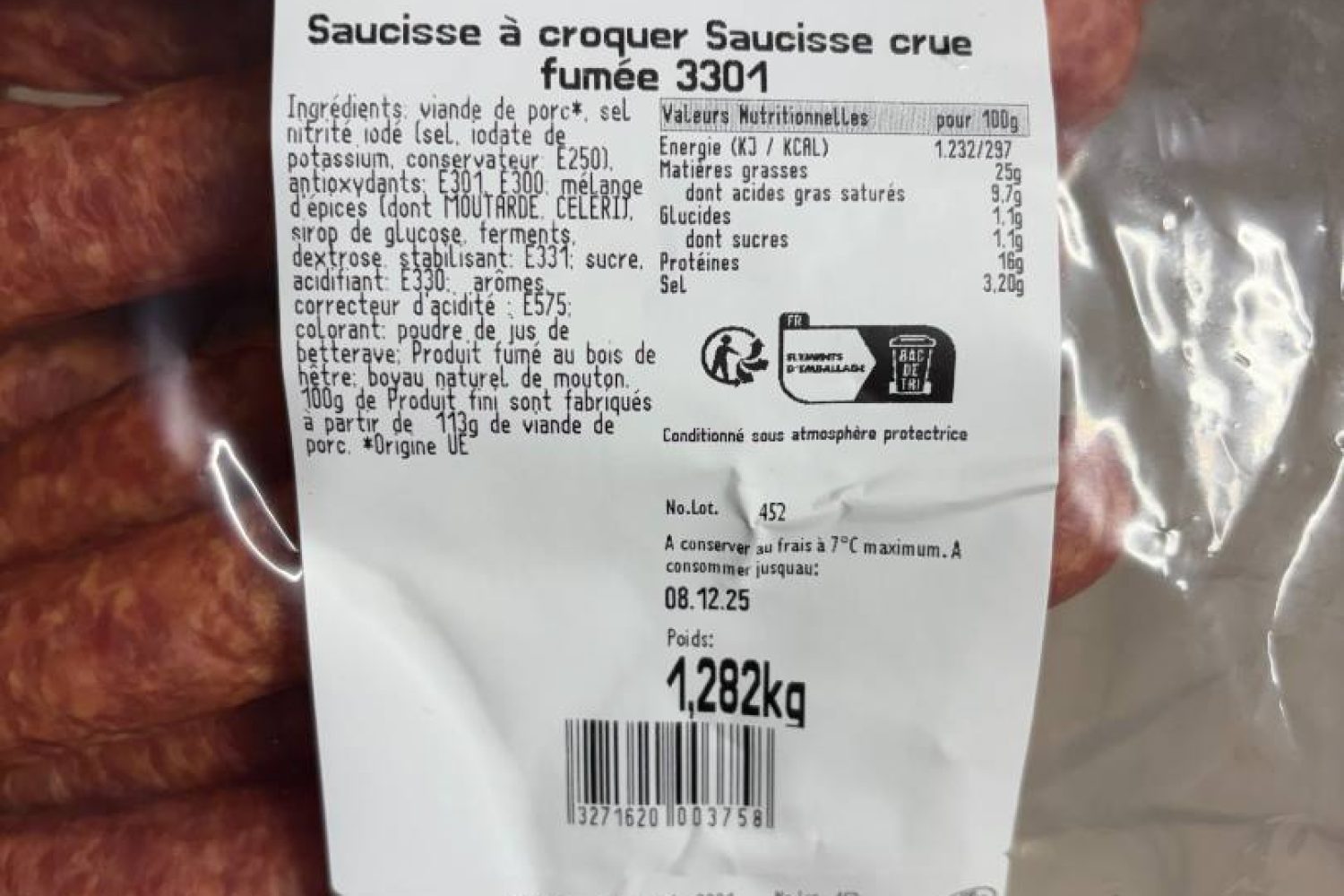 saucisse à croquer ± 1,3 kg