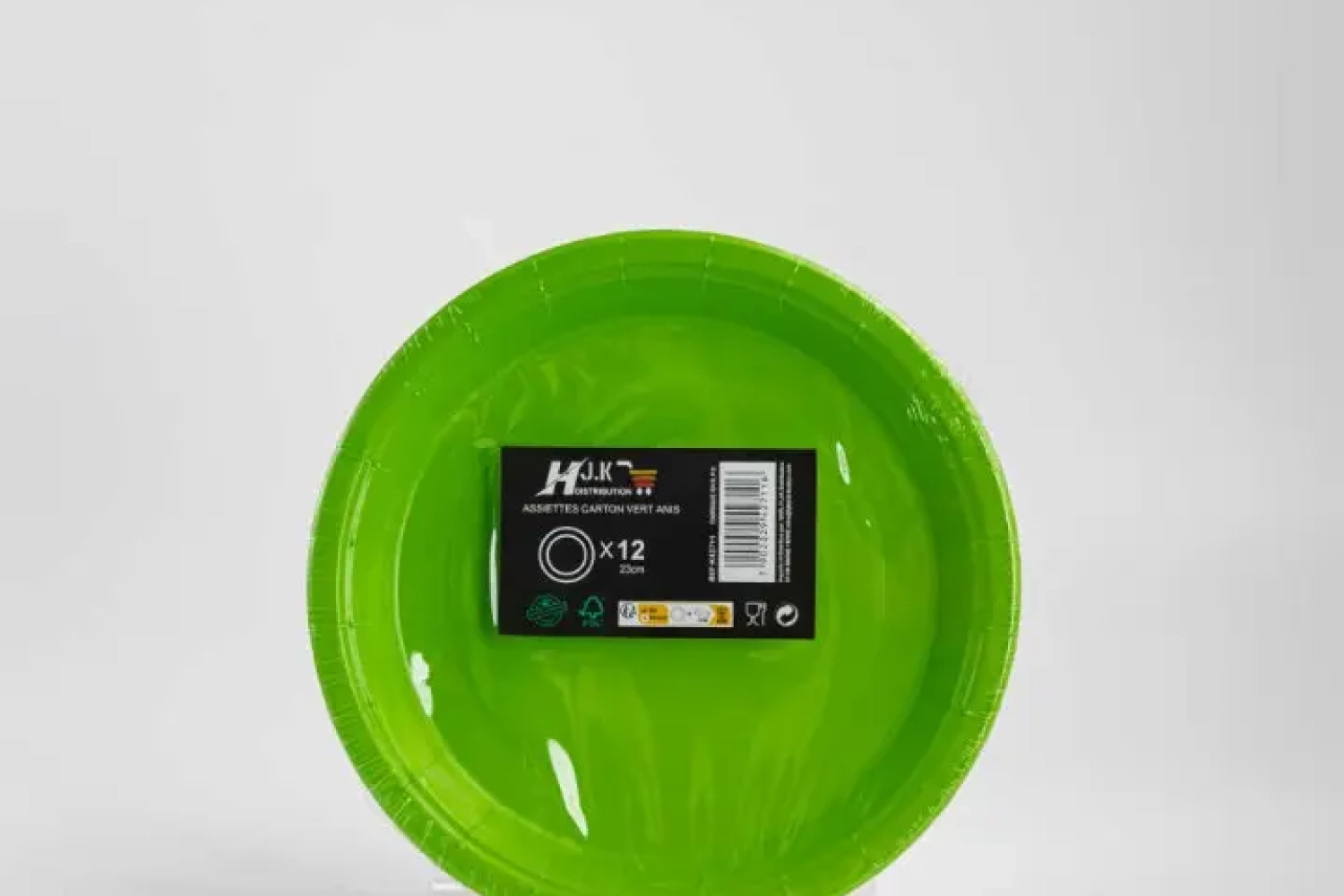 (papier/carton) assiette en carton vert anis x12 -23cm (papier/carton) assiette en carton vert anis x12 -23cm