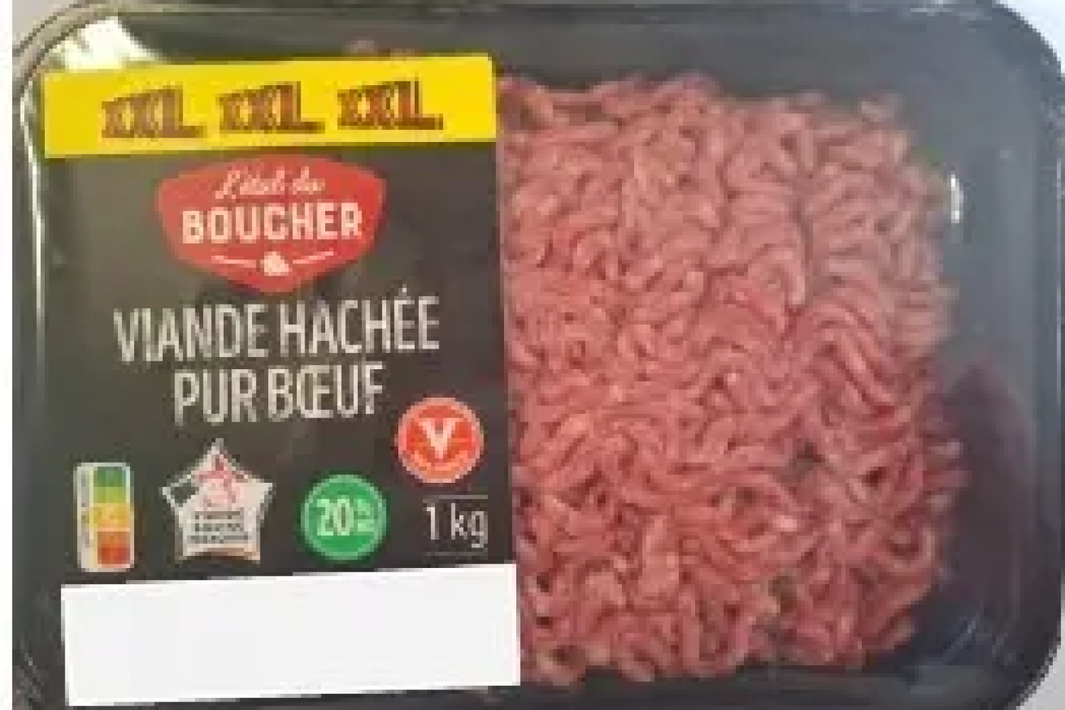 viande de boeuf hachée 20% mg 1kg xxl viande de boeuf hachée 20% mg 1kg xxl