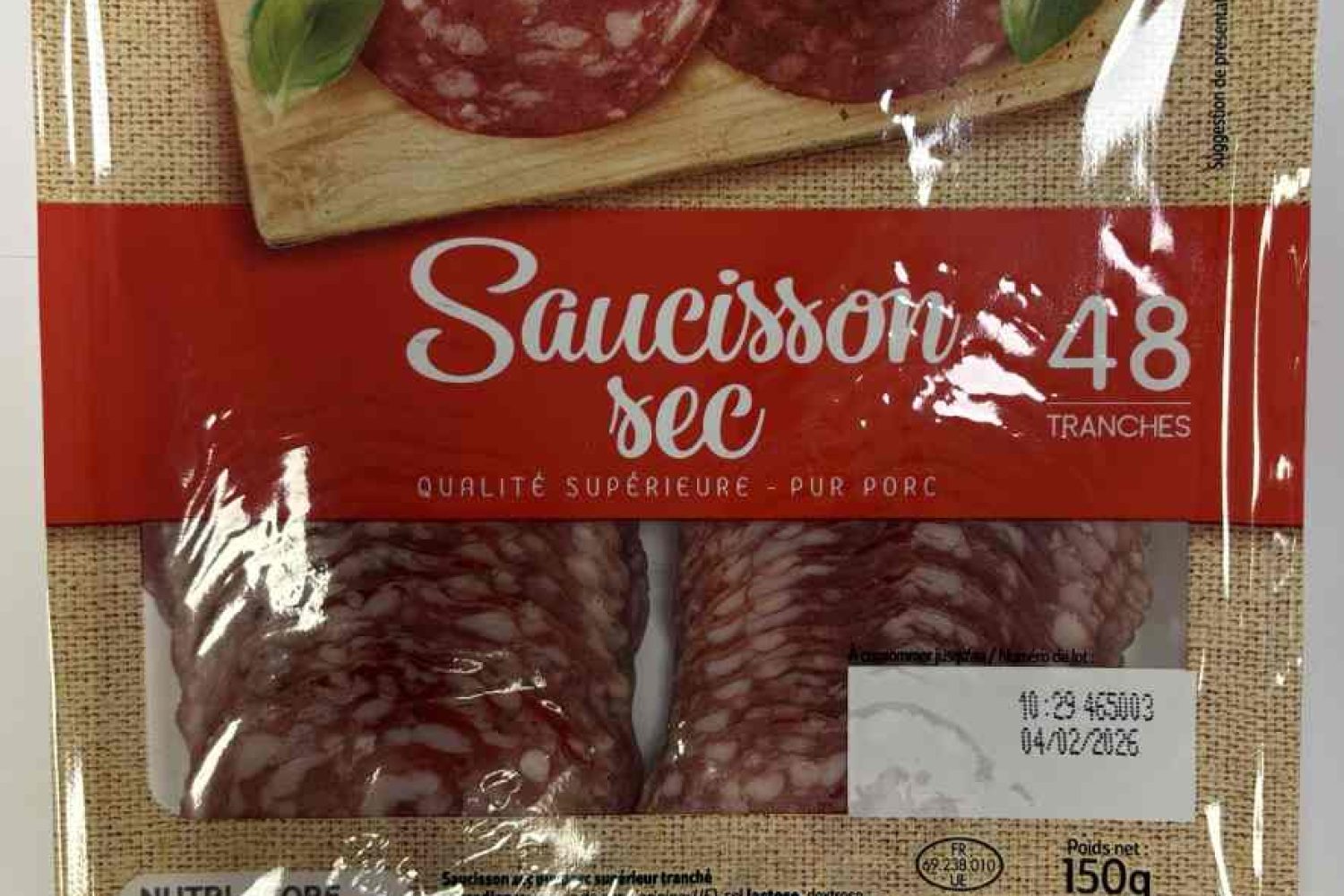 saucisson sec 48 tranches 150g